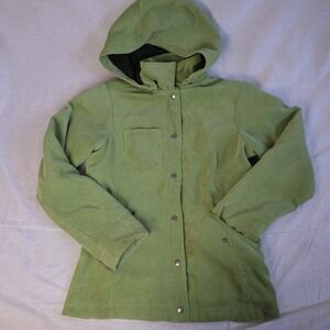 Patagonia Womens XS Sage Green Corduroy Hooded Fleece Lined Snap Front Jacket